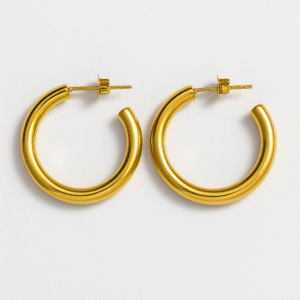 Pendientes aro “Luna” (acero dorado)